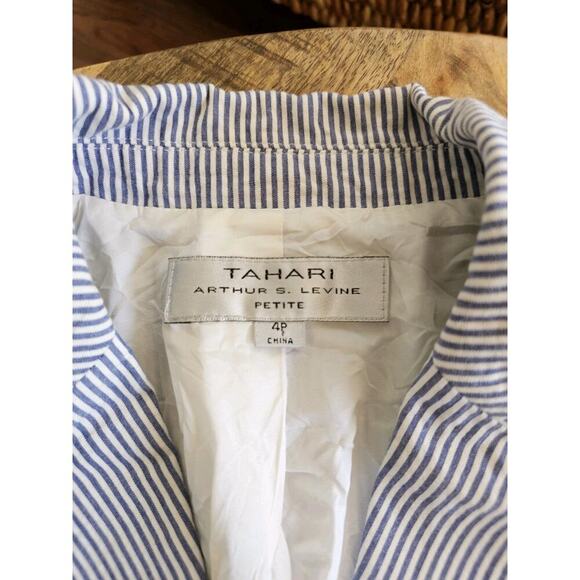 Tahari Women's Seersucker Striped Blazer & Skirt Set Size 4P Career Coastal - Picture 7 of 16